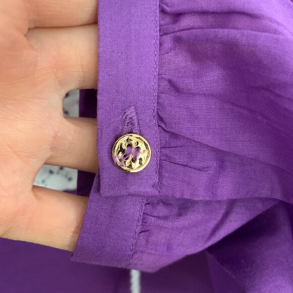 Tory Burch Cotton Purple Boho Marissa Poplin Peasant Tunic Embroidered Size 8 - Picture 5 of 9